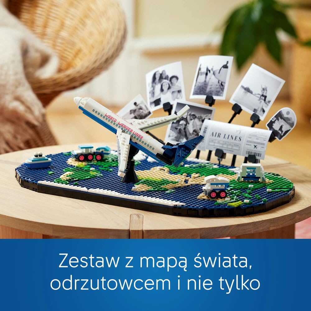 LEGO Wspomnienia z podróży, Zestaw Kreatywny dla Całej Rodziny, Mapa Świata do Zbudowania, Ciekawa Dekoracja Ścienna i Ozdoba do Salonu, Pomysł na Prezent dla Nastolatków i dla Podróżników, 41838
