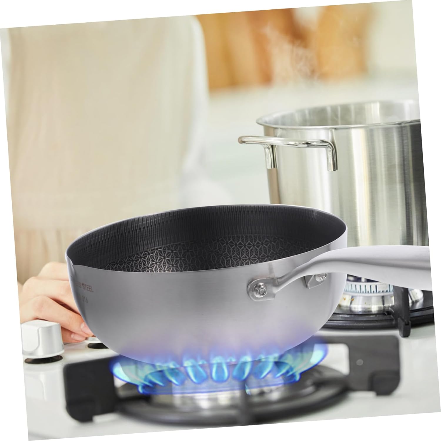 OUNONA Honeycomb Nonstick Saucepan for Stainless Steel Frying Pan with Anti-scald Handle for Melting Butter and Sugar at Home