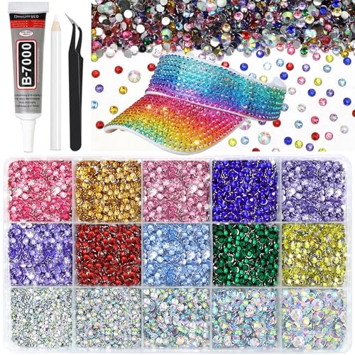 Image of RODAKY Rhinestones for Bedazzling Multicolor 3mm Resin Crystal Gems Flatback AB Colored Gems Set with Tweezers Pencil Bedazzling Jewels for Craft DIY Manicures