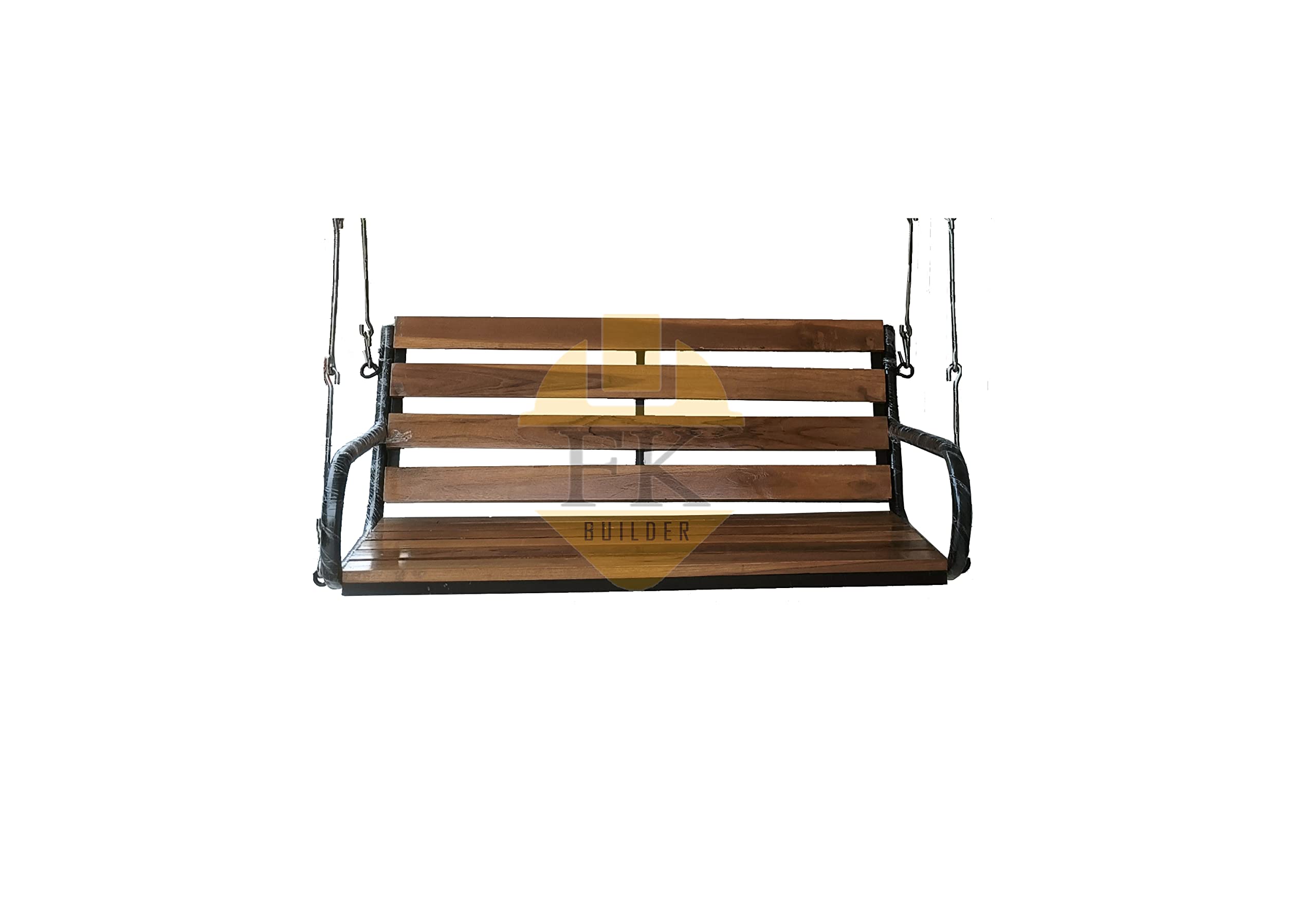 FK Wooden Iron 2 Seater Seat Indoor Outdoor Home and Garden MS ISI Pipe Hammock Swing with Natural Polished Which Fully Powder Coated Structure and Seat 300 Kg (2 Person)-image-8