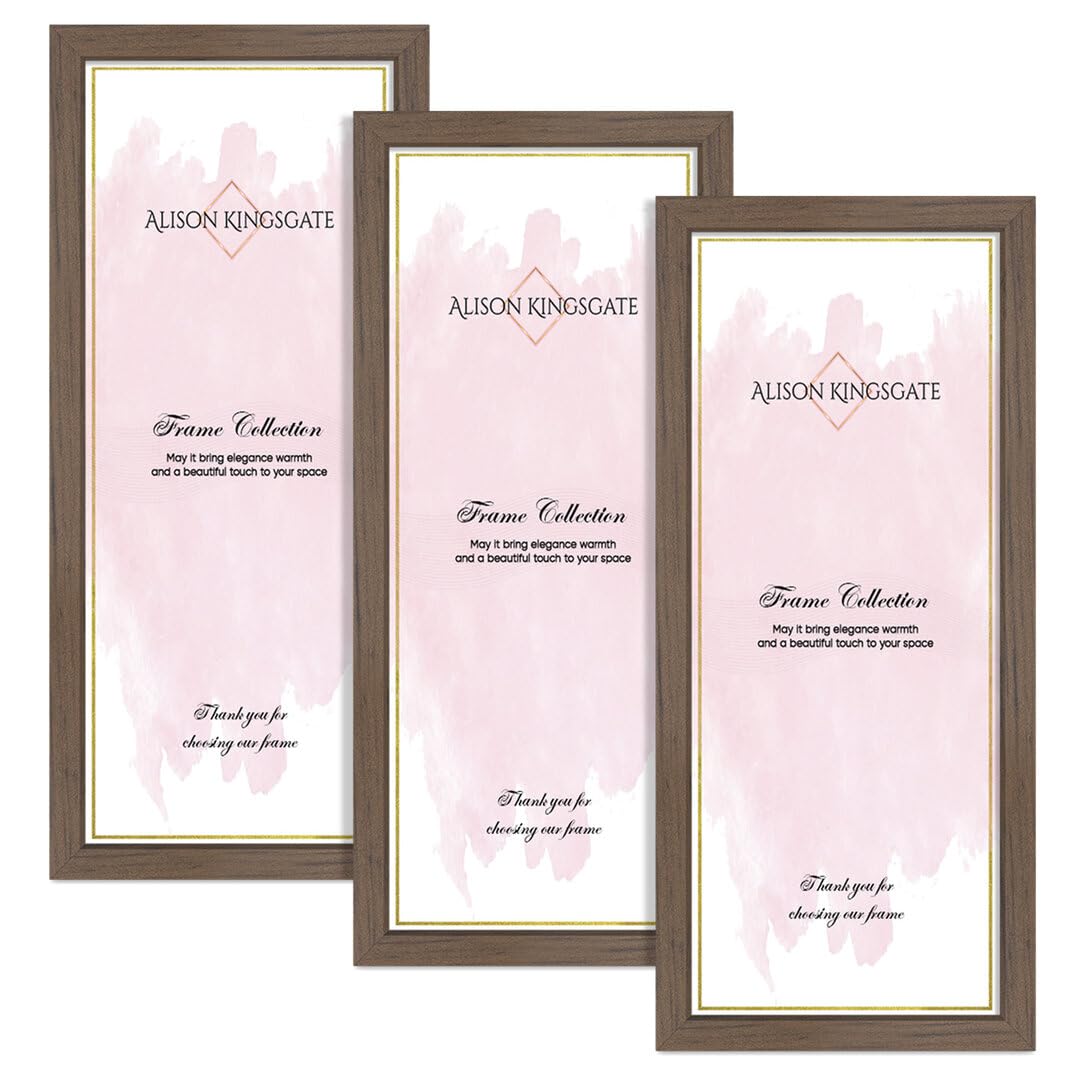 Alison Kingsgate 24X12 Walnut Modern Photo Frames Pack of 3 - Engineered Wood Picture Frame with Perspex Front - Ideal for Certificates - Wall Mount or Tabletop - Multiple Sizes & Colors — image 1