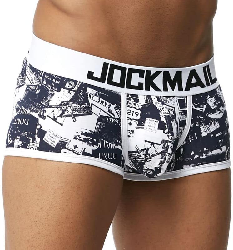 JOCKMAIL Men's Cotton Briefs Boxer Short Underwear Sexy Hot Leaf Printed Low Rise Men's Panties Sport Trunk