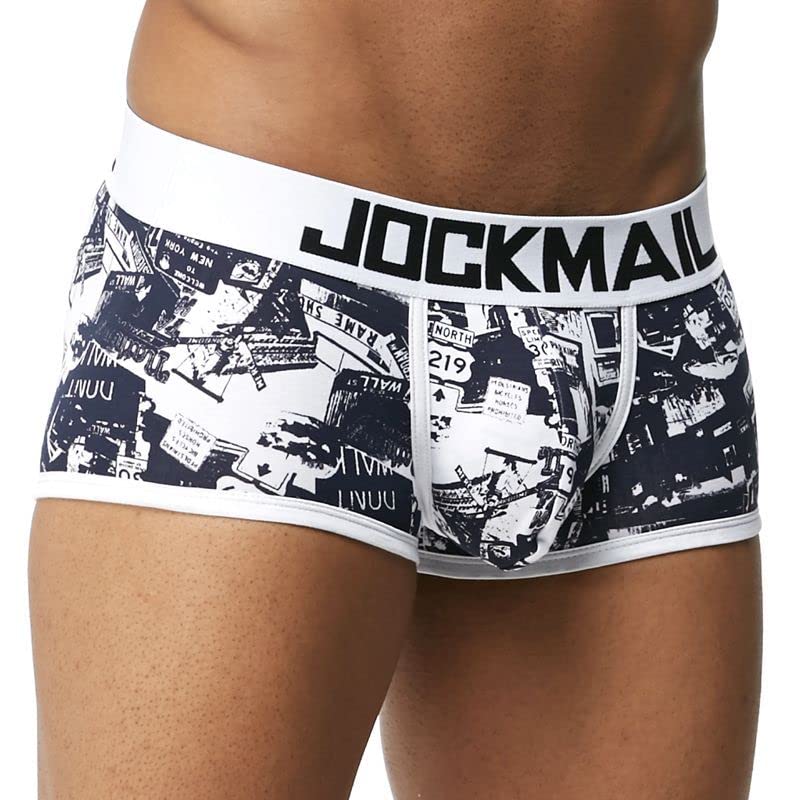 JOCKMAIL Men's Cotton Briefs Boxer Short Underwear Sexy Hot Leaf Printed Low Rise Men's Panties Sport Trunk