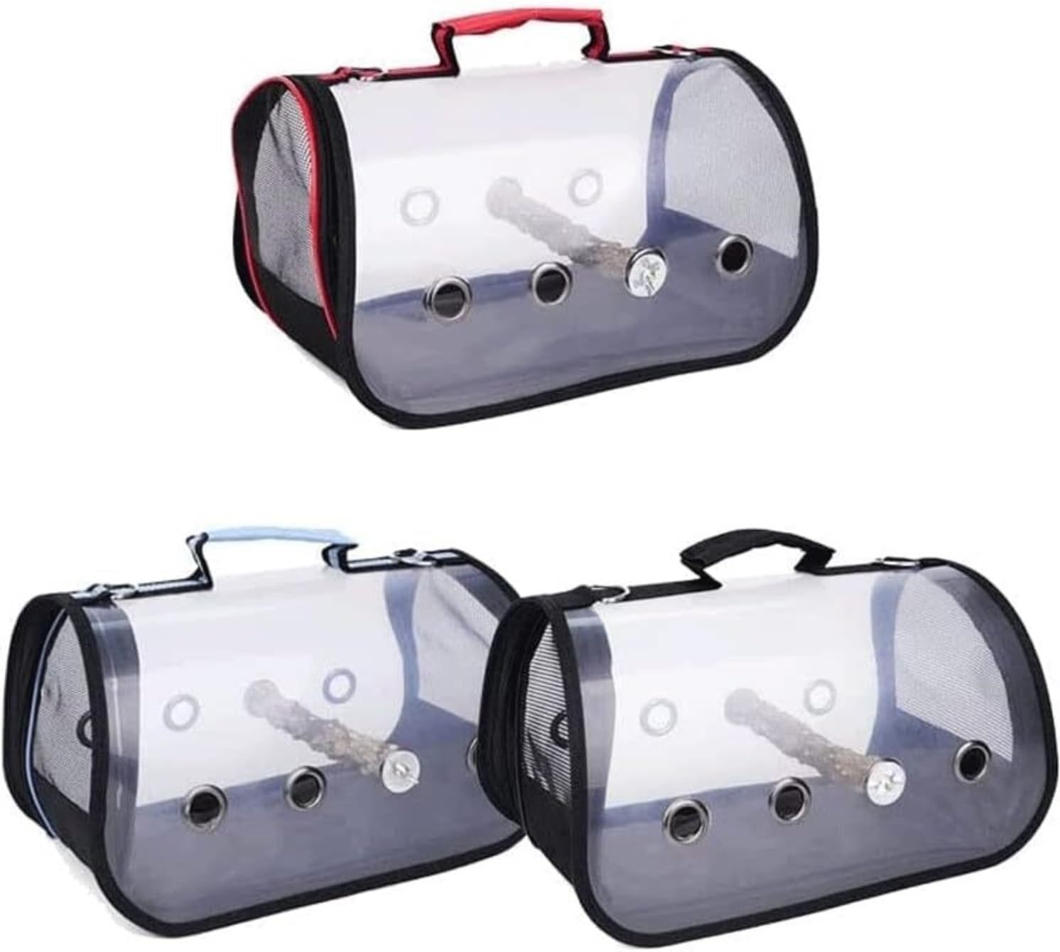 Jaula de pájaros, Jaulas Portátiles para Pájaros, Portador Transparente para Pájaros, Jaula para Pájaros De Viaje Transpirable, Portador Ligero para Casa De Pájaros Perchas de Descanso(Rot,S)