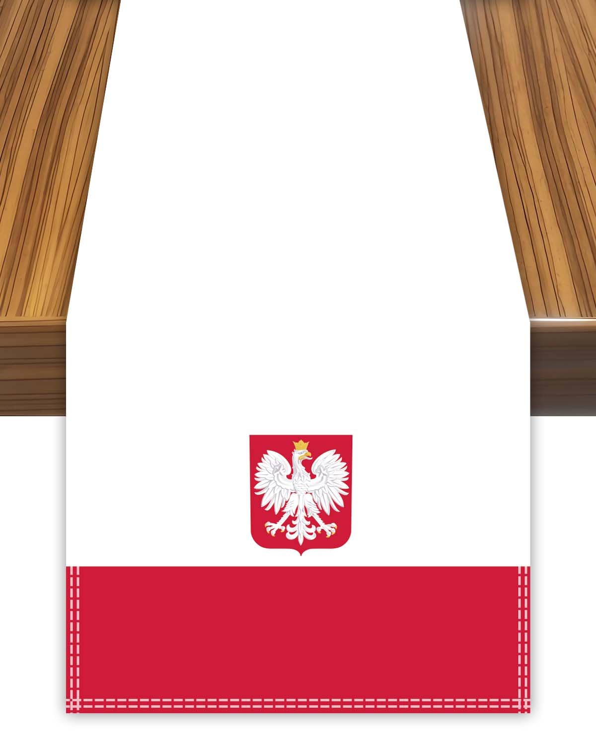 Poland Coat of arms Table Runner,Polish Eagle Flag Tablecolth for Dining Home Decor