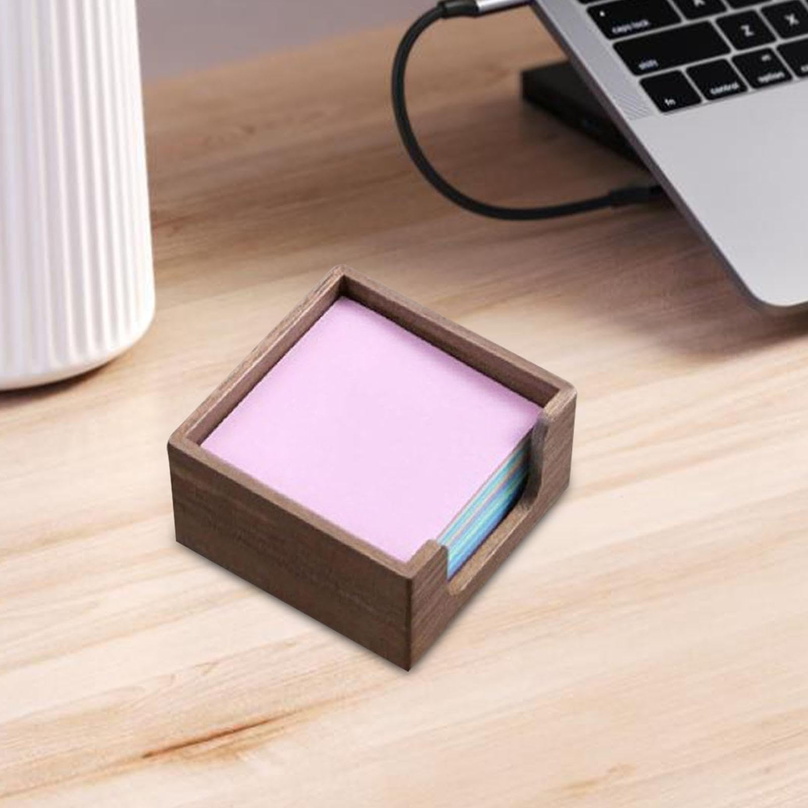 perfeclan Organiseur de Bureau en Bois, Porte-notes autocollant, Organiseur de Bureau Compact Multifonction, Distributeur de Mouchoirs, pour Bureau Domicile et Entreprise