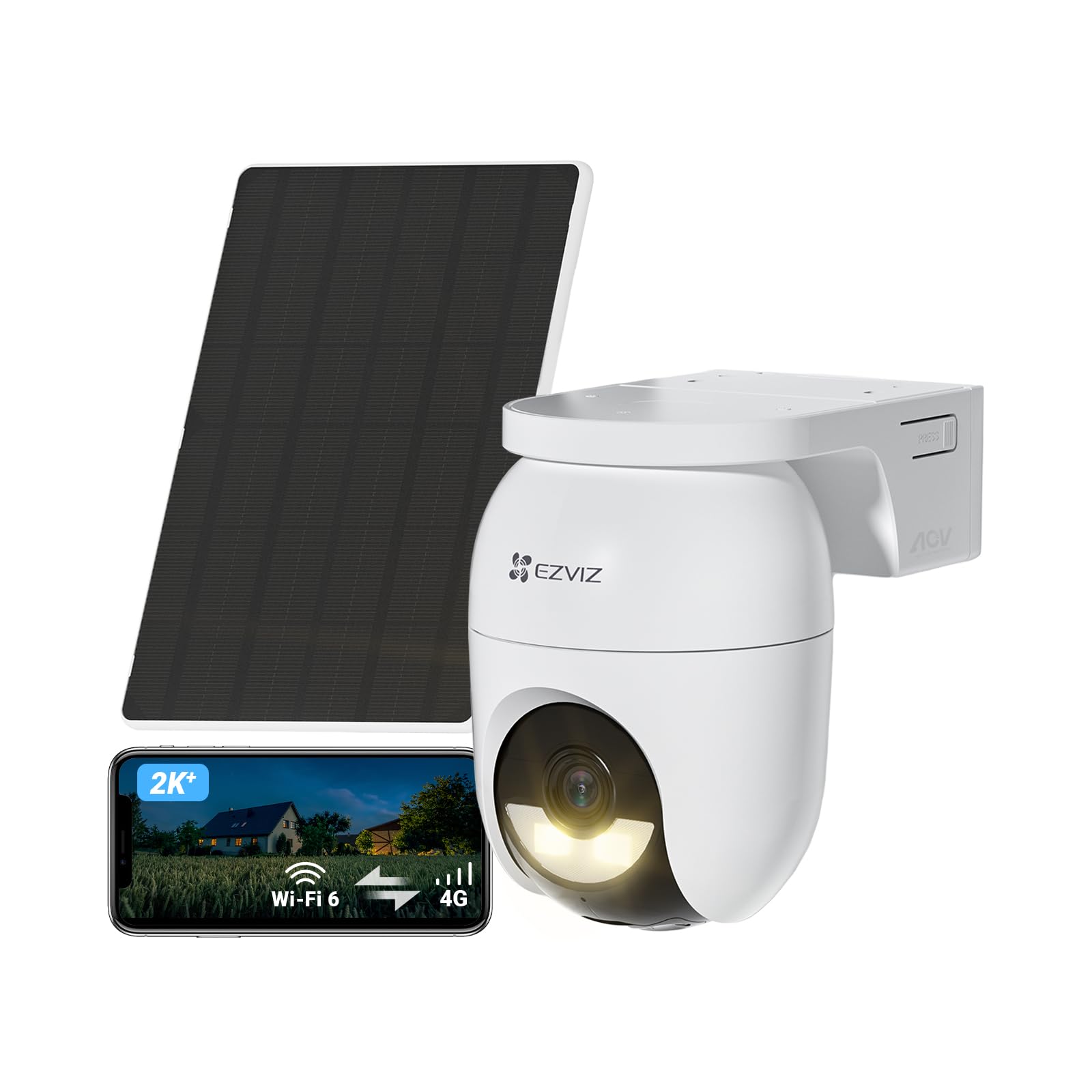 EZVIZ 4G WiFi Camara Vigilancia Exterior con BaterÃa Solar 4MP, 360° PTZ con AOV, Detección de Persona/VehÃculo, Visión Nocturna, Defensa Activa, CB8 Lite 4G+Panel Solar 5W (NO SIM)