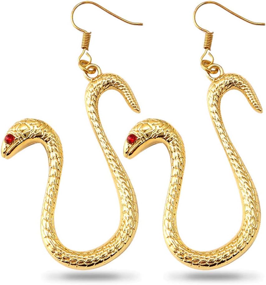 One Pair of Boa Hancock Pirate Empress Gold Snake Cosplay Earrings