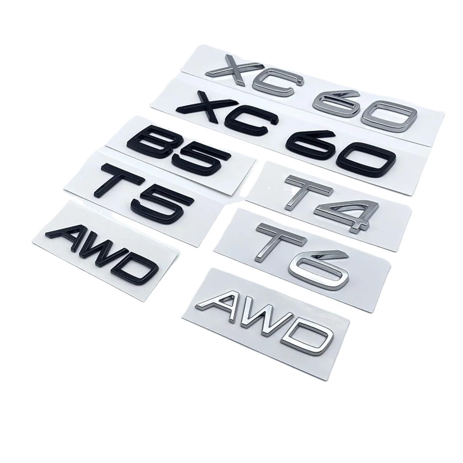 PGBNLPPETW Autocollant 3D AWD B5 T4 T5 T6 pour Volvo XC60 - Lettres de coffre de voiture - Autocollant arrière de voiture (noir brillant XC60
