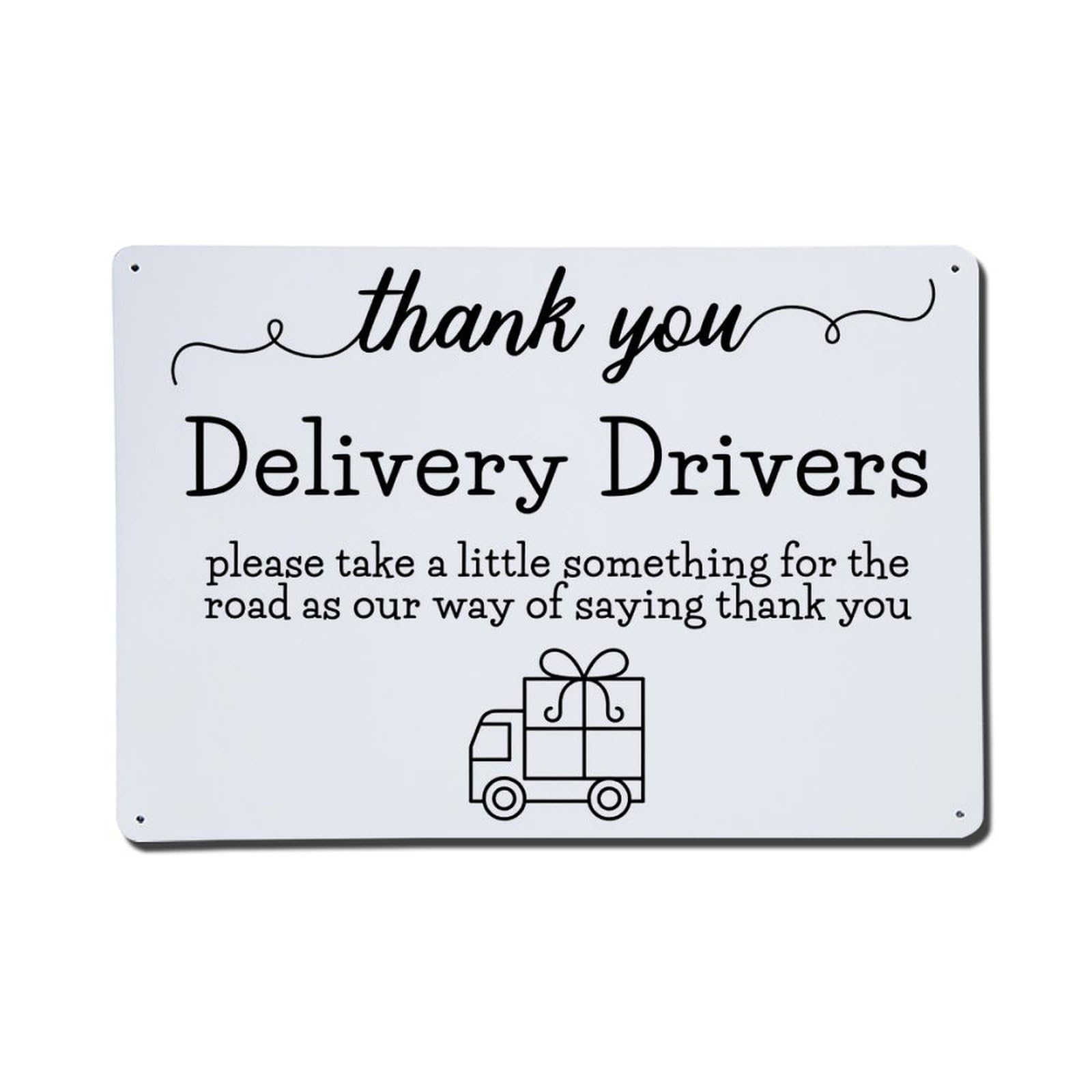 Thank You Delivery Drivers Gift Card Pattern Print Tin Sign Vintage Metal Poster, Home Bar Garage Man Cave Cafe Indoor & Outdoor Wall Decoration 8x12Inches