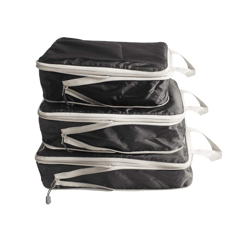 2 set di 3 borse impermeabili da viaggio per riporre i bagagli di grande capacità asciugamani cosmetici organizer borsa valigia viaggio nero