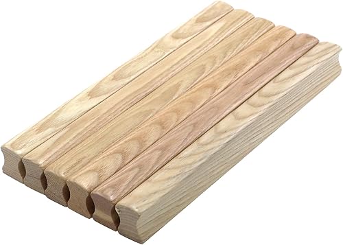 Miniatura 4 de MY MIRONEY 6 tiradores de cajón con acabado de madera maciza, manijas de gabinete de madera de fresno, herrajes para muebles, vestidor, tiradores