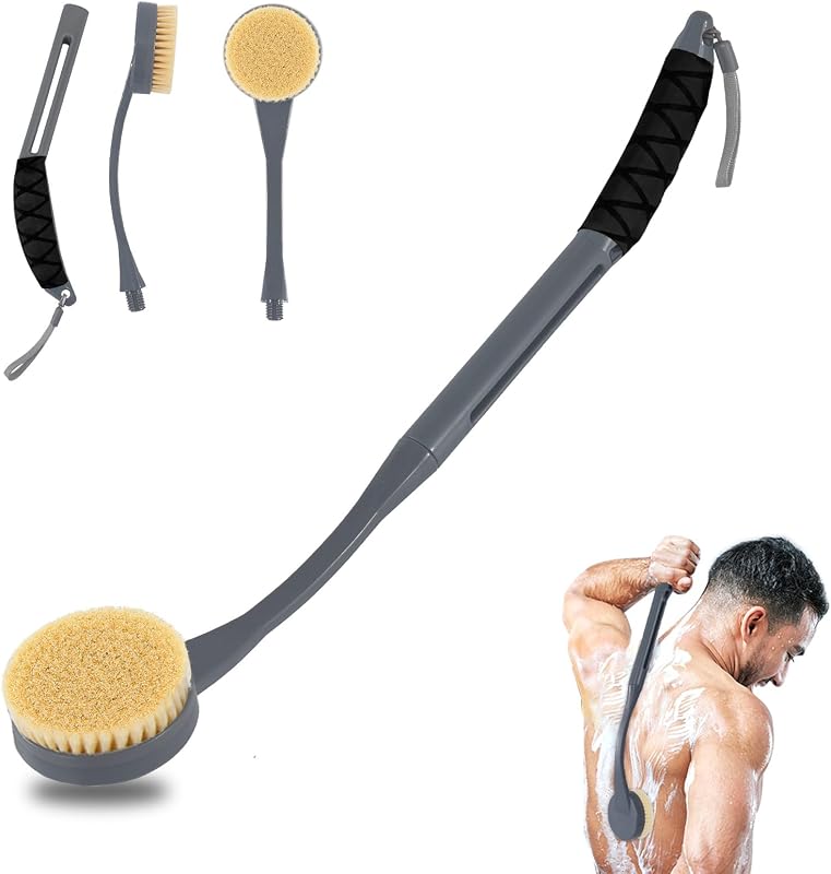 Gobiteli Escova para Banho e Corpo com Cabo Longo Cinza, 52,07 cm