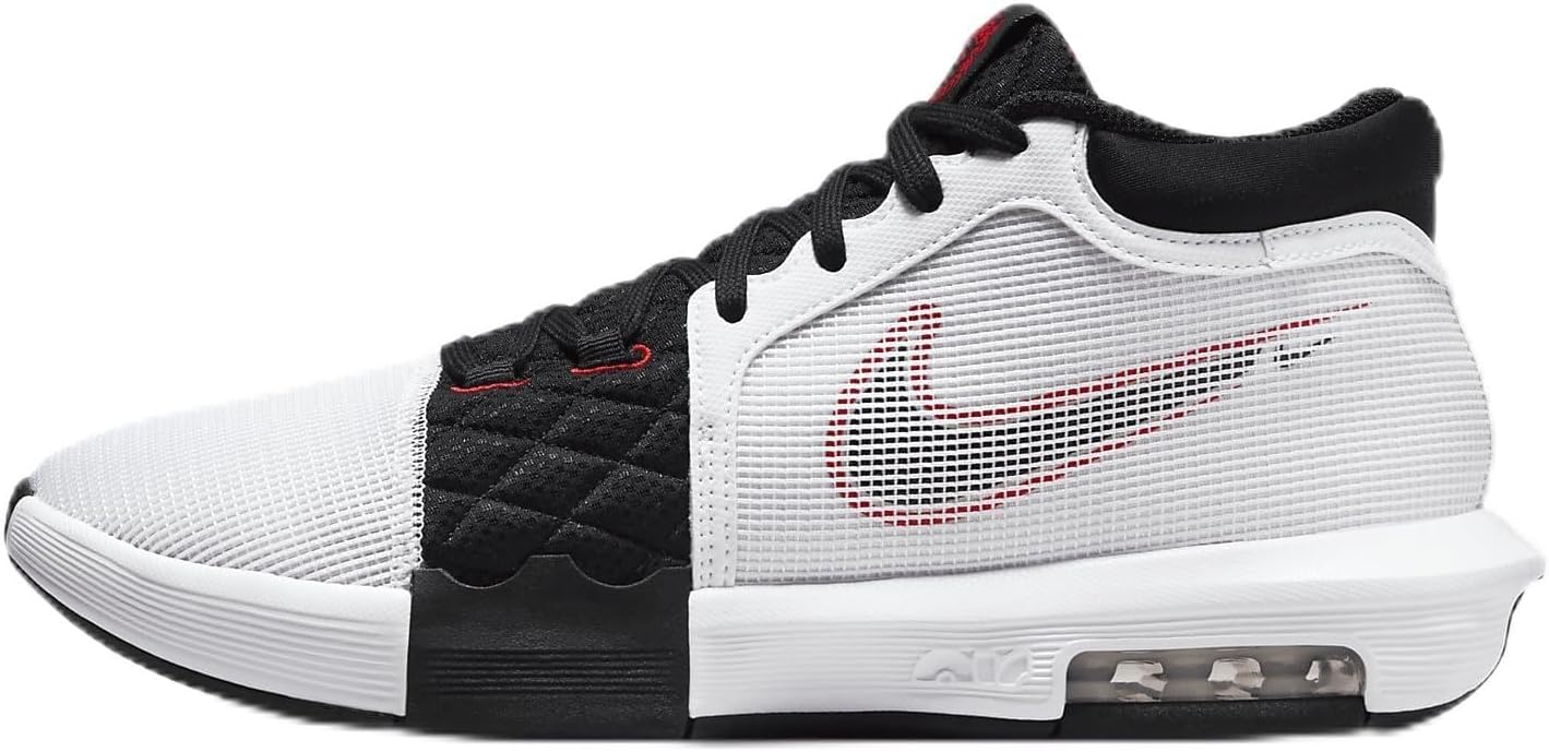 NIKE Lebron Witness 8 Basketball Shoes (FB2239-103, White/University Red/Black) Size 7