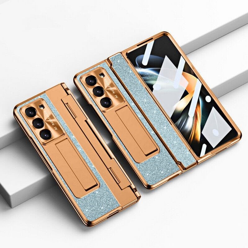 Generic Custodia compatibile con Samsung Galaxy Z Fold 4 (colore: blu) Custodia rigida antiurto con pellicola protettiva per lo schermo