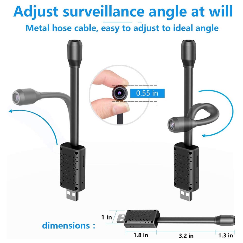 Kamera nadzorująca Mini USB WiFi (64GB karty TF), inteligentna mini kamera szpiegowska w czasie rzeczywistym IP AI wykrywanie człowieka nagrywanie w pętli
