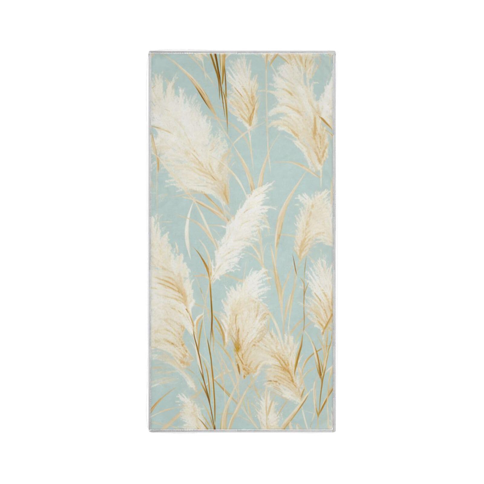 Yoogain Golden Pampas Grass Light Blue Watercolor Microfiber Towels Big Quick Dry Hand Towel Head to Toe washcloths Gym Towels Bulk Sport Towel 30