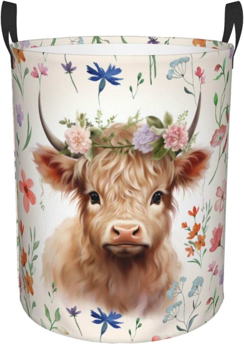 Highland Cow Laundry Basket Home Decor Large Laundry Hamper With Handles Collapsible Laundry Baskets Waterproof Dirty Clothes Hamper Storage Basket Toy Bins For Room Bathroom Bedroom Decor