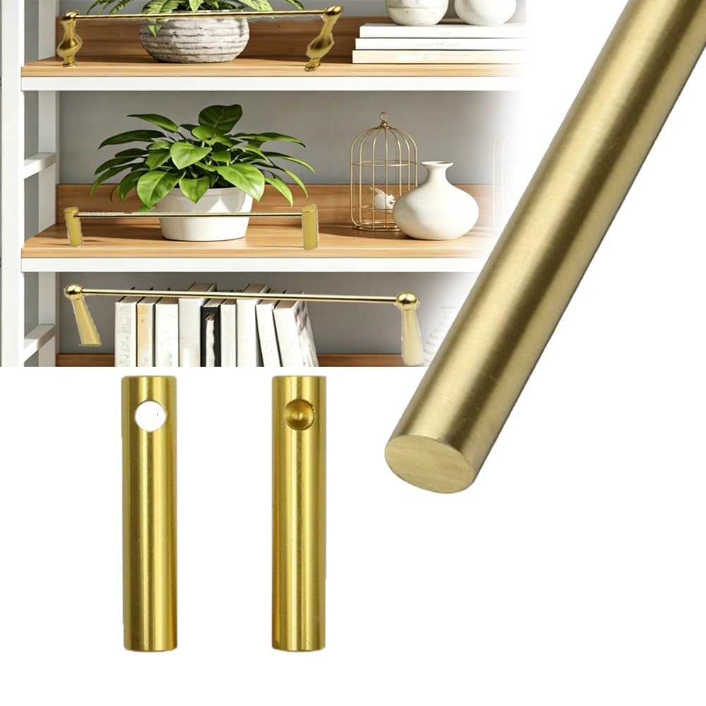 SVBVRFEEW Gold Shelf Guardrail Set Metal Gallery Rails Anti-Fall Railing Decorative Guard Fence 12 16 20 24 48 52in Aluminum Shelf Rail Cabinet Shelves Tipping Rod(Gold-c,32in/81.3cm)