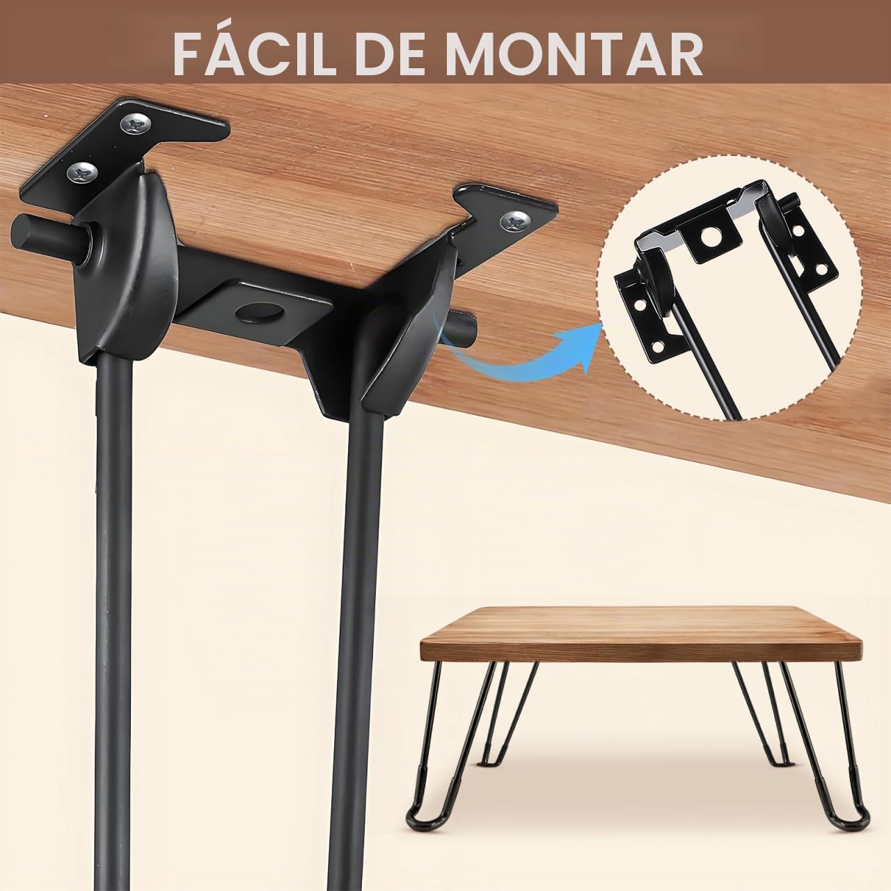 4Piezas Patas de Mesa Plegables de Metal Negras Patas de para Muebles Altura y Estables Soporte para Escritorios y Mesas