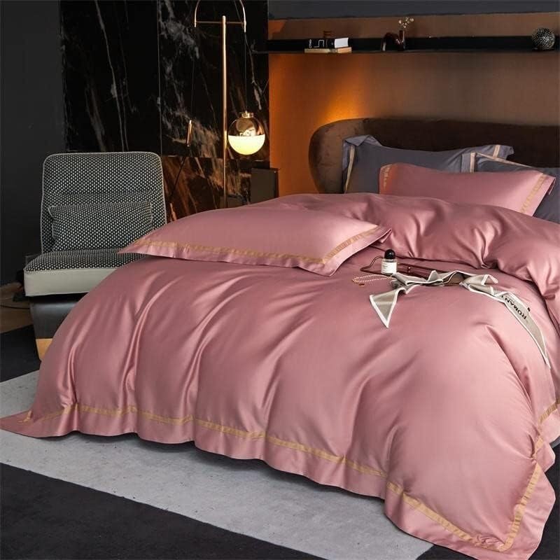 Miniatura 6 de ENPAP Wide Edge Zipper Duvet Cover Egyptian Cotton Soft Silky Comforter Cover Bed Sheet Pillowcases Double Queen King 4Pcs Bed Linings (Color  A,