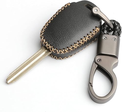 Miniatura 3 de Cuero para Toyota Camry SE LE Sequoia Avalon Corolla RAV4 Venza Remote 4 Botones Funda Funda Llavero Cadena Fob (negro)