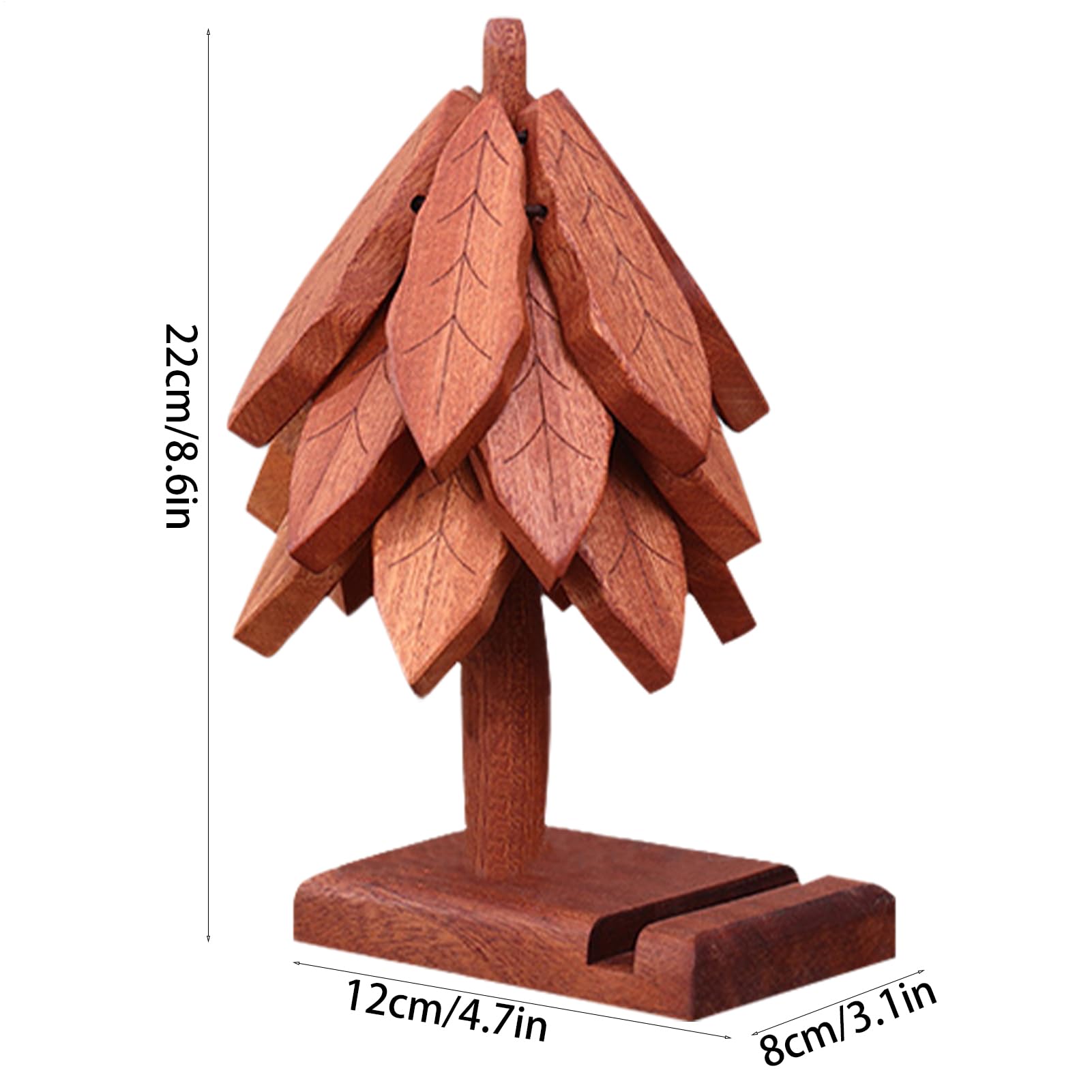 Juego De Posavasos Natural con Diseño De Árbol Base de Madera | Alfombrilla Térmica con Diseño de Soporte para Teléfono Para Hogar Restaurante Cocina Mesa Platos Caliente