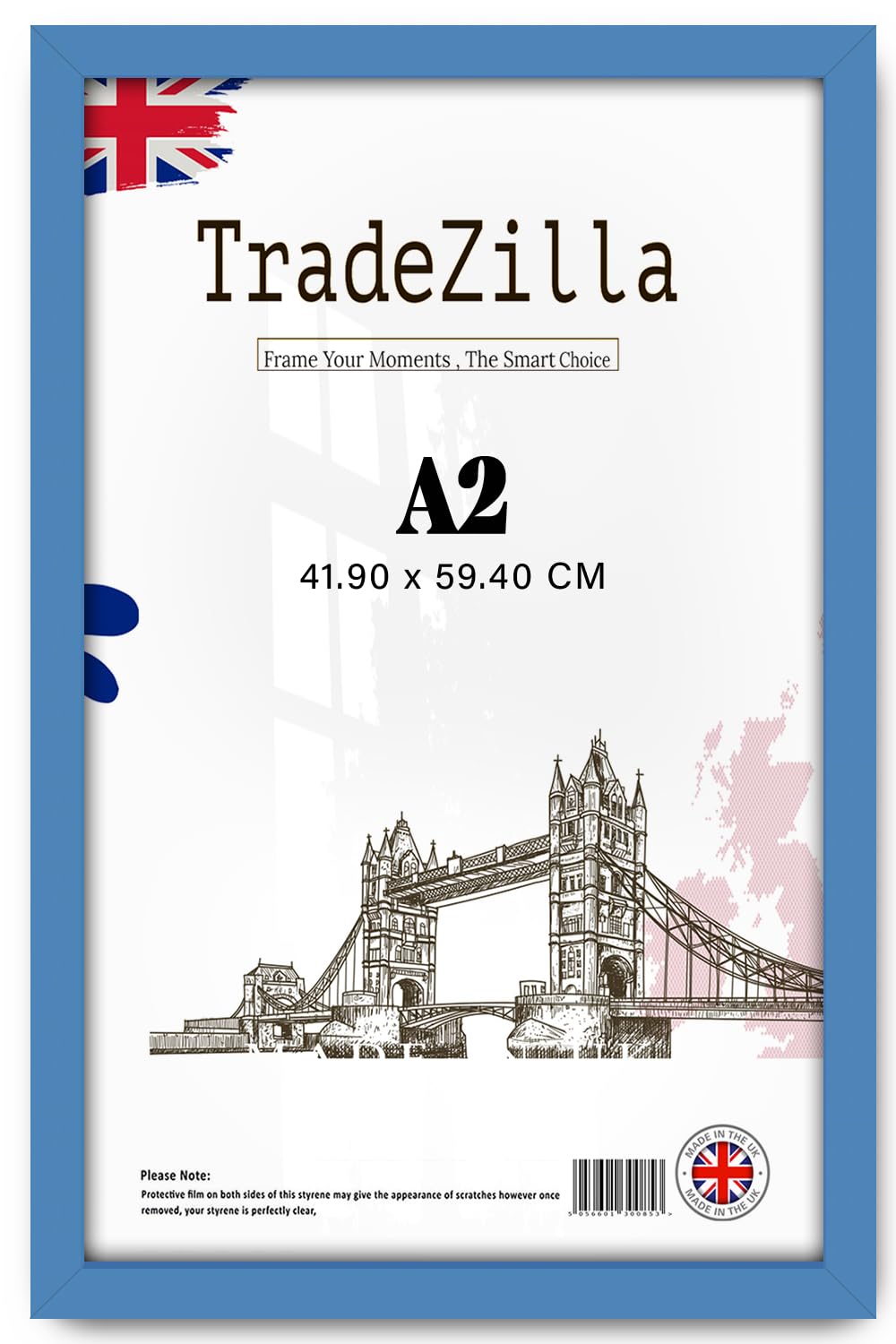 TradeZilla | Traditional Picture Frame A2 (41.90 x 59.40 CM) - 419 x 594 mm Strong & Clear Perspex For Print/Photo/Wall Gallery-Family Photos 23x16 Inch [ Blue ]