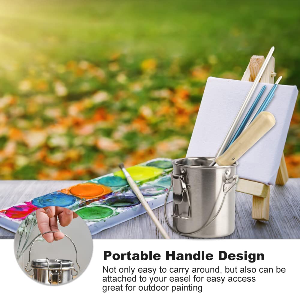 Pennello Rondella in Acciaio Inossidabile Detergente per Pennelli a Doppio Strato Secchio di Lavaggio per Pennelli da Pittura Rondella per Pennelli Portatile per Pittura a Olio, 9 * 7,5CM