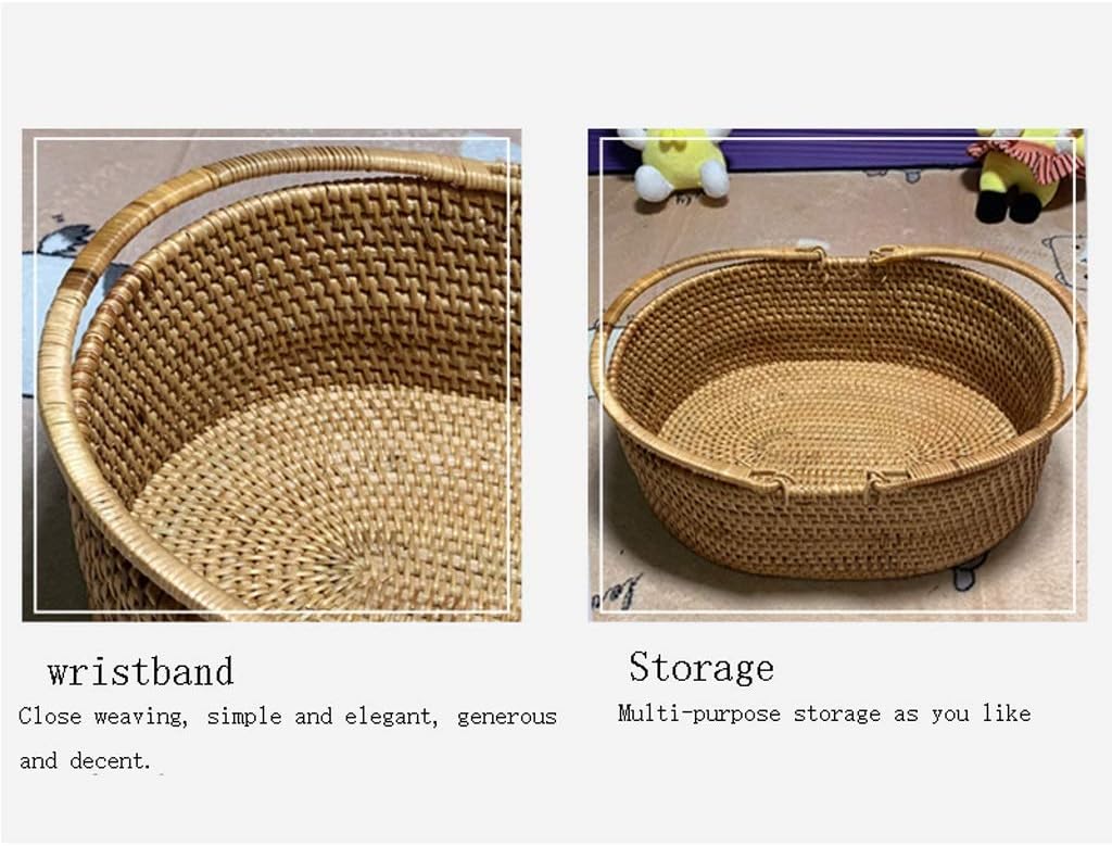 Picnic Bags Rattan Picnic Basket,Hand Weave Storage Basket, Picnic Basket,Folded Hand Storage Basket Travel Camping