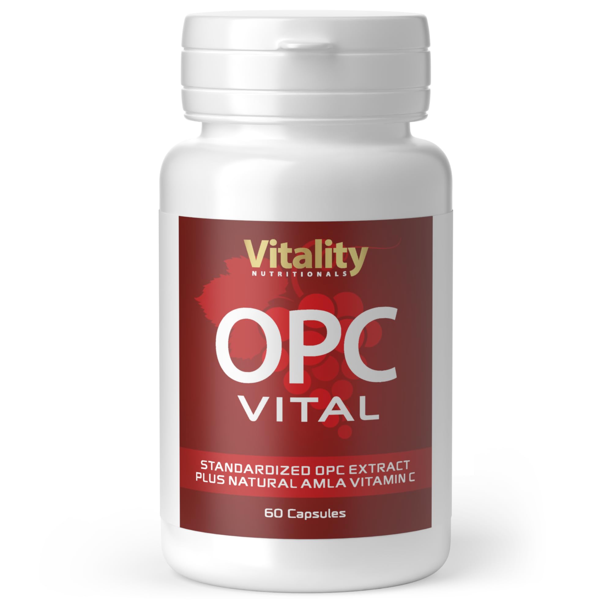 OPC, Extrait de Pépins de Raisin 150 mg et Vitamine C. Issu Raisins Français Premium. Testé en Laboratoire, 60 Gélules. Anti-âge, Antioxydants. Sans Additif. Vitality Nutritionals by VitaminExpress
