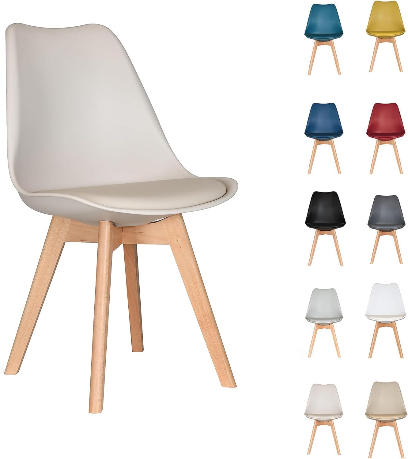 AVC Designs Single Dining Chairs Designer Wooden Home Office Commercial (Beige) — image 1