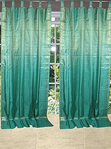 Soie brocade tissu vert doré métallique pour couture et ameublement - 5