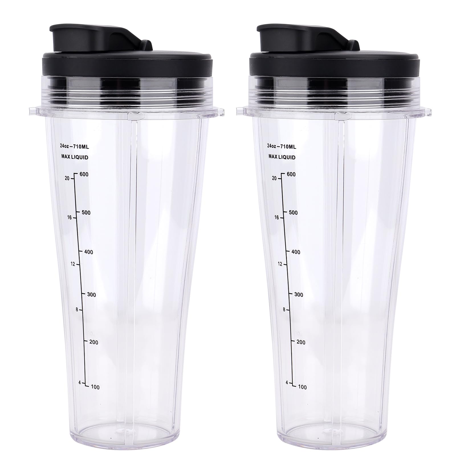 24oz Replacement Cups with Flip Top to-go Lid for Ninja Blender, 2 Pack