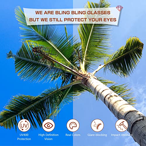 Oversized Trendy Bling Crystal Sunglasses for Men and Women, Rhinestone Rectangle Glasses3