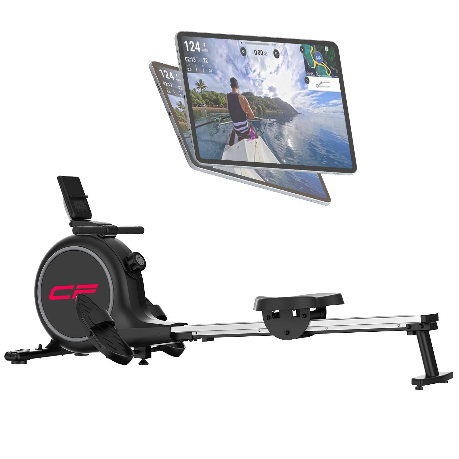 Pompe De Fitness Rameur Multifonction – Résistance Réglable, ABS Noir, Neuf