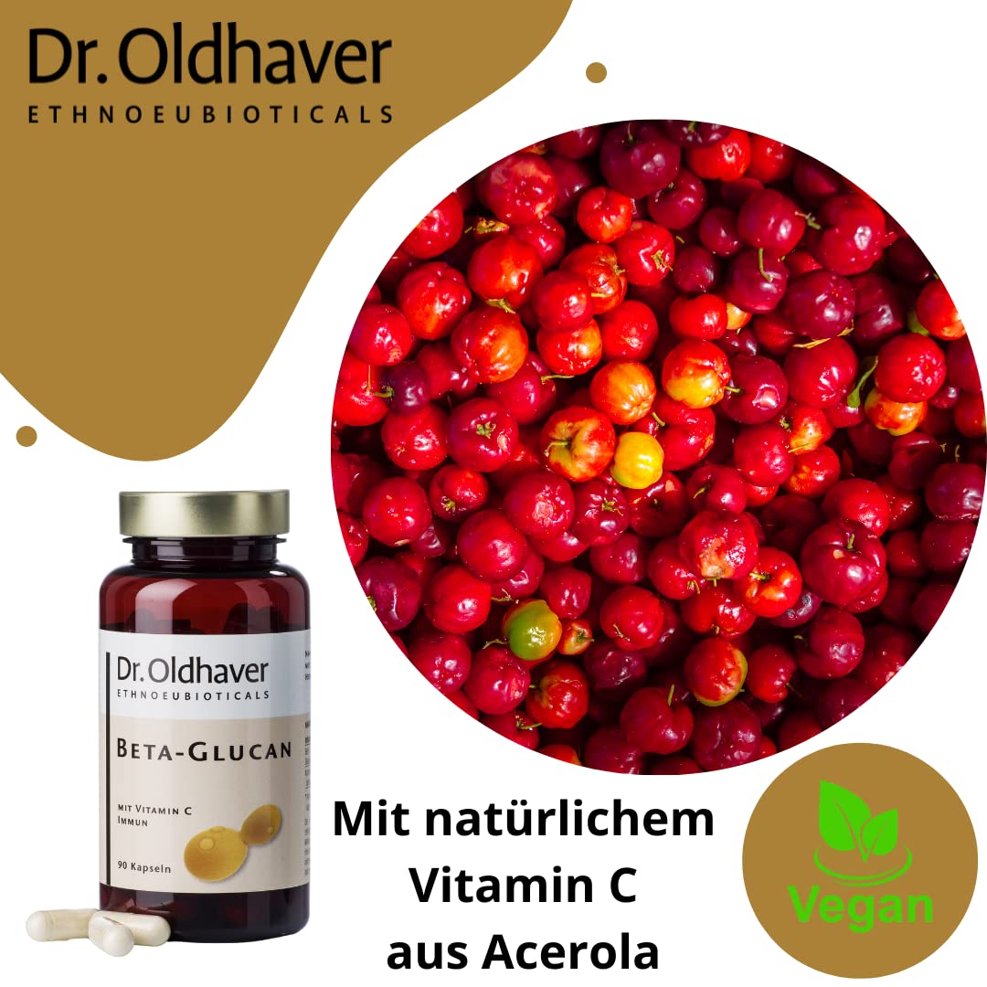Dr. Oldhaver/Beta Glucan Vitamin C Immun/zur Unterstützung des Immunsystems/Beta-1,3/1,6-Glucan Kapseln/Acerola Extrakt / 90 Kapseln