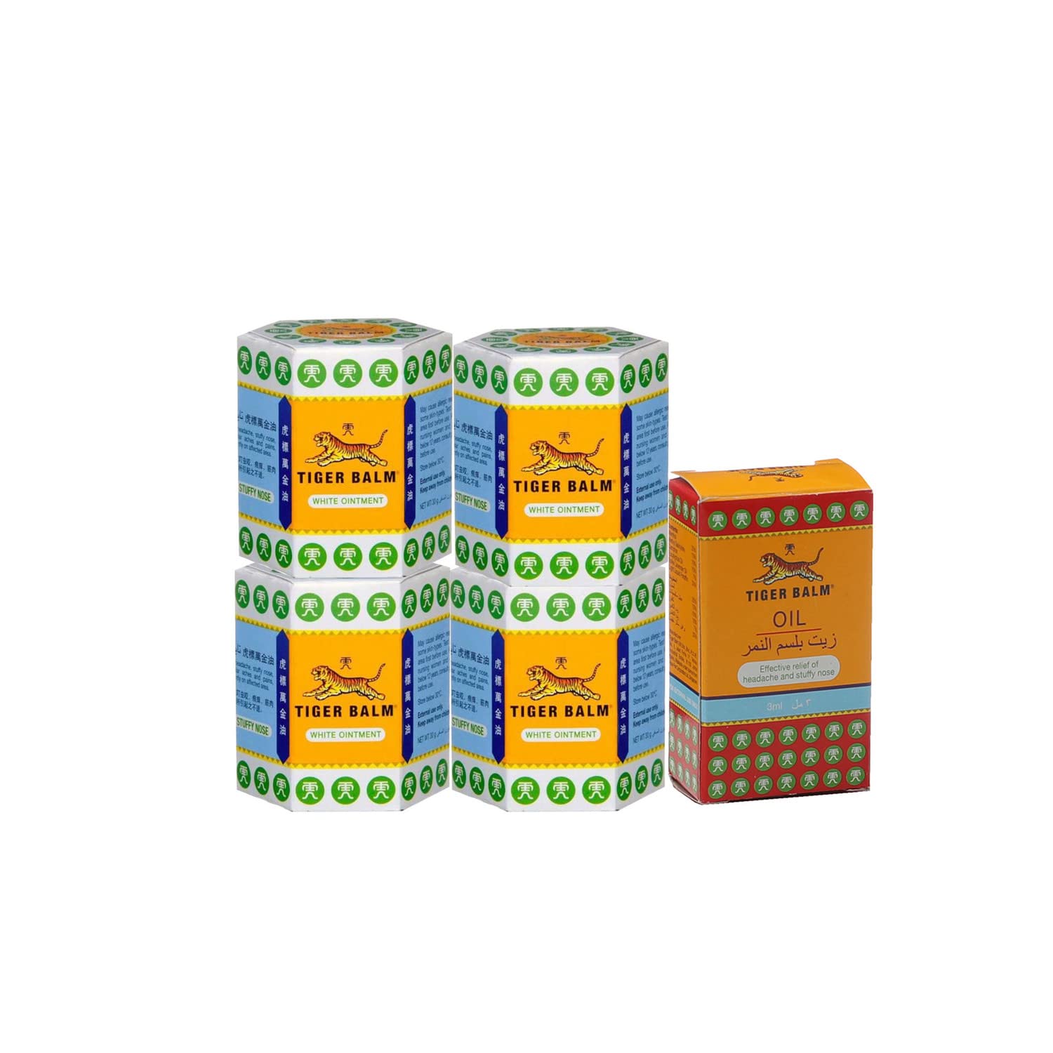 Tiger Blam Red Ointment Oil and Balm Offer Pack (4 Balm + 1 Oil) 4x10gm+3ml