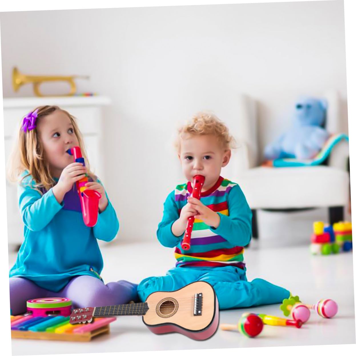 Chitarra Acustica Per Ragazzo Ragazza 21 Pollici, Strumento Musicale Ergonomico in Legno Finitura Atossica, Per Principianti e Regali, Chitarra Portatile Per Esercitarsi e Imparare a Suonare