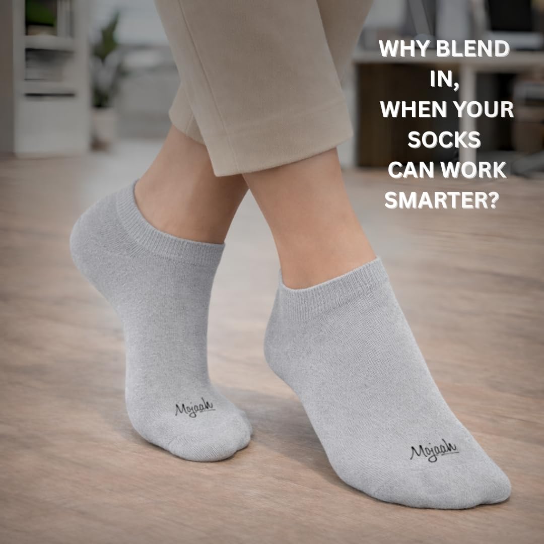 Mojaah Essentials Unisex Cotton Blend Ankle Socks for Men & Women | Low Cut Athletic Sports Socks | Breathable, Quick-Dry & Sweat Absorbent | Multicolour | Pack of 5 2