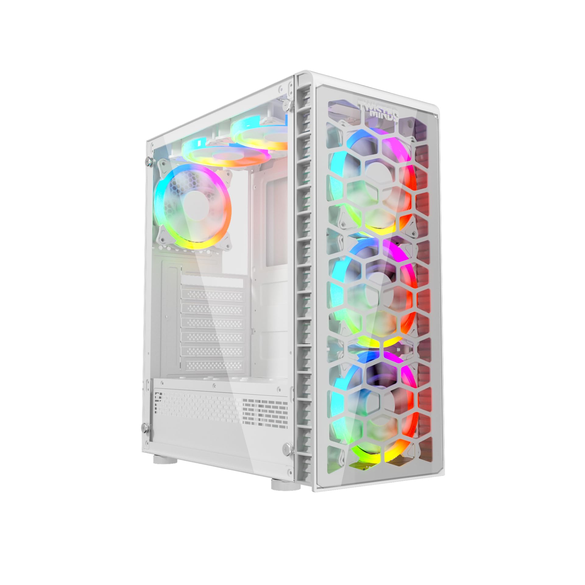 Twisted Minds Killstreak ATX Mid Tower Gaming Computer Case for PC, Front & Rear 12CM ARGB fans with Dust Filter, USB 3.0, Type C - Sync with Motherboard, Tempered Glass Side Panel