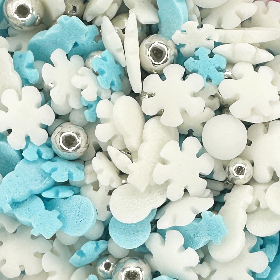 Sprinkletti - Christmas Frosty 30g Cake Topper Sprinkles - Edible Cake Decorations - Festive Mix For Xmas and Frozen Themed Birthday Party Cakes & Bakes