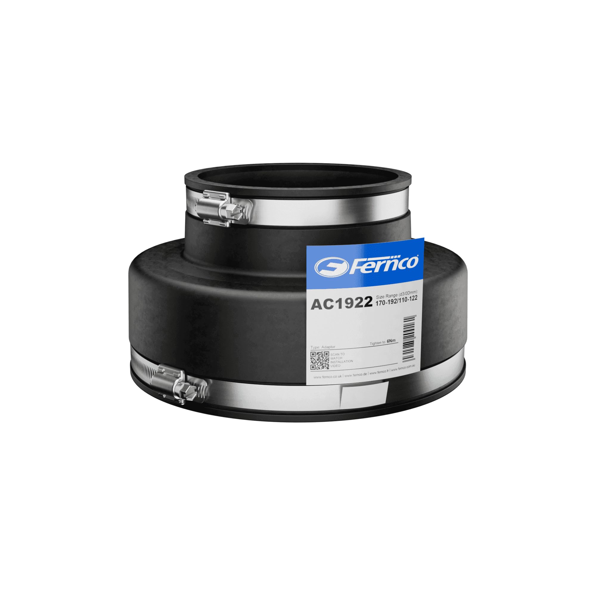 AC1922 Adaptor Coupling with OD of 170mm-192mm to 110mm-122mm on Alternate Sides Flexible Rubber Boot Reducer Coupling Adapter Pipe Connector Joiner