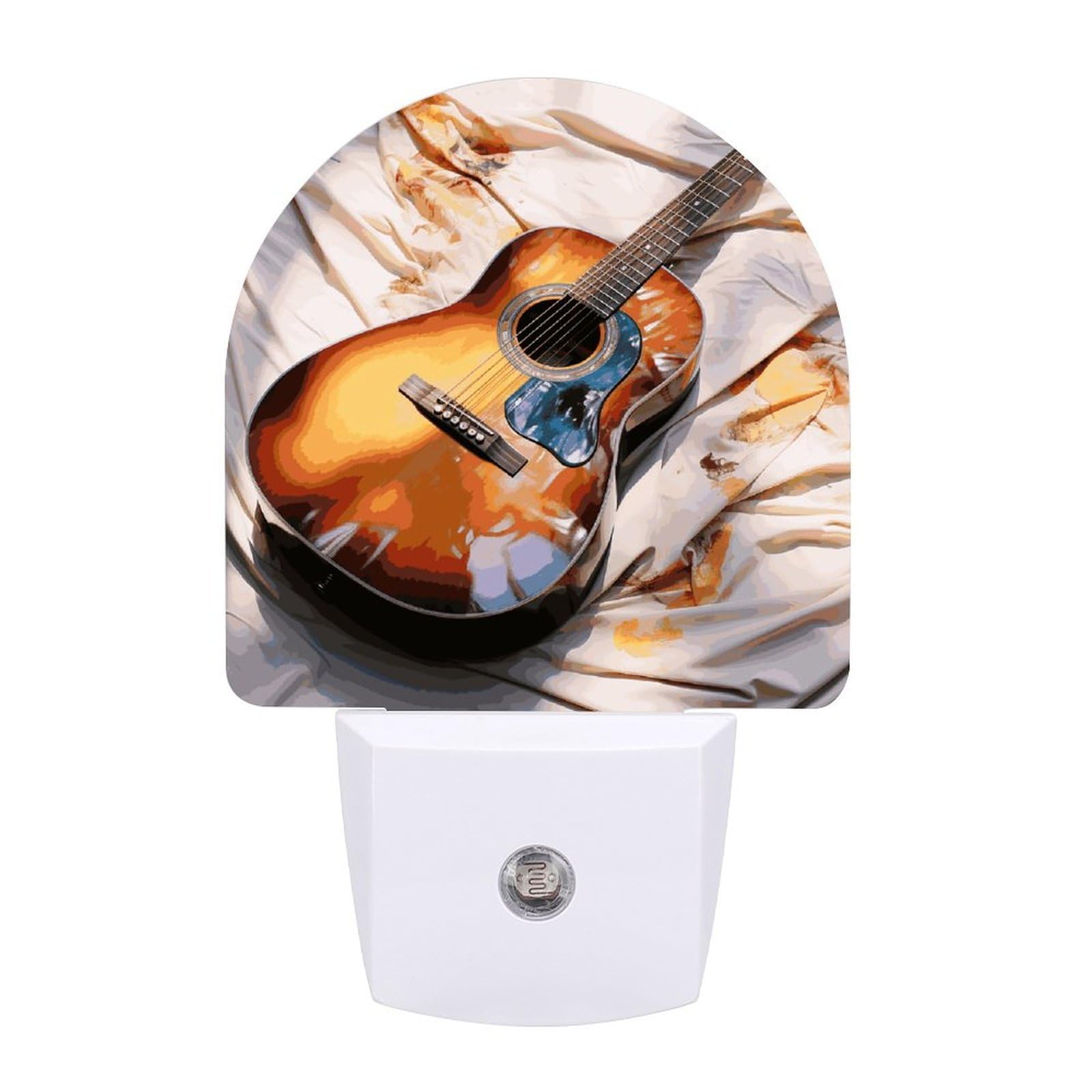 FekiLoot - LED Night Lights for Wall Decor, Ambient Lighting with Light Sensors, Soft Night Light for Sleeping, Warm and Automatic Watercolor, Acoustic Guitar, Night Light for