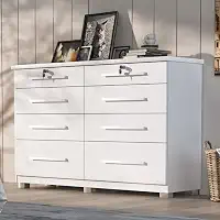 Comoda Monza 8 Gav Com Pés Branco