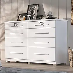 Comoda Monza 8 Gav Com Pés Branco