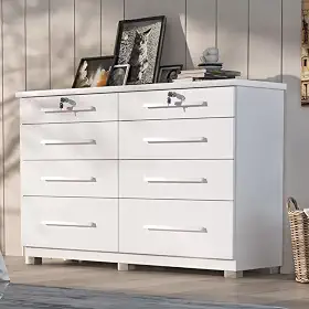 Comoda Monza 8 Gav Com Pés Branco