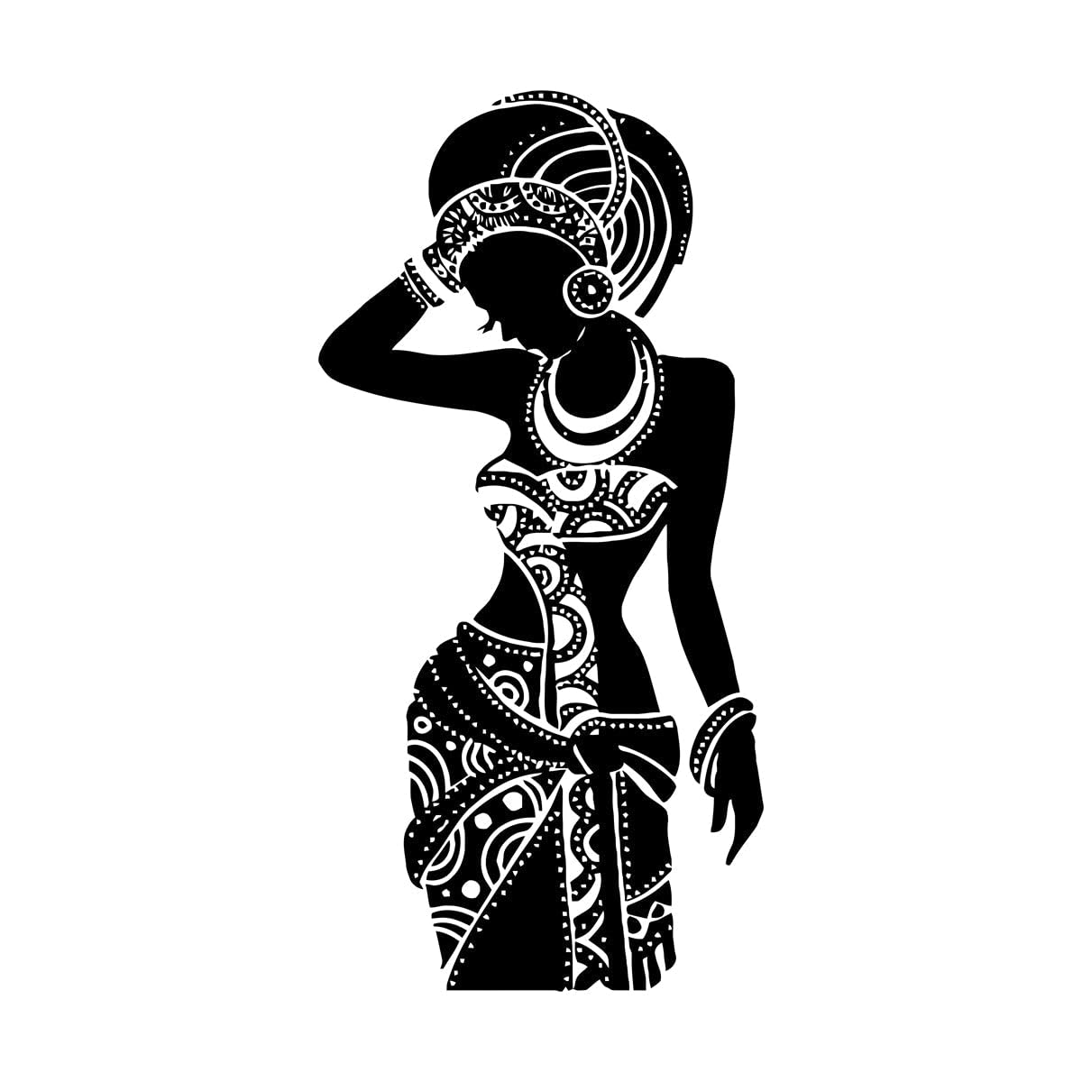 Lzhouting Wall Stickers 2131 Africa Wall Decal Tribal African Wall Art Black Woman Boho Stickers Bedroom Decor Room Decal Africa Art Decor Large - 58X119cm