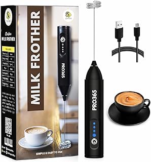 PRO365 Premium Coffee Frother Machine | Quick Charge 2000mAh Battery Long Lasting 20 Days | Powerful 3-Speed Motor| Waterp... Price In India
