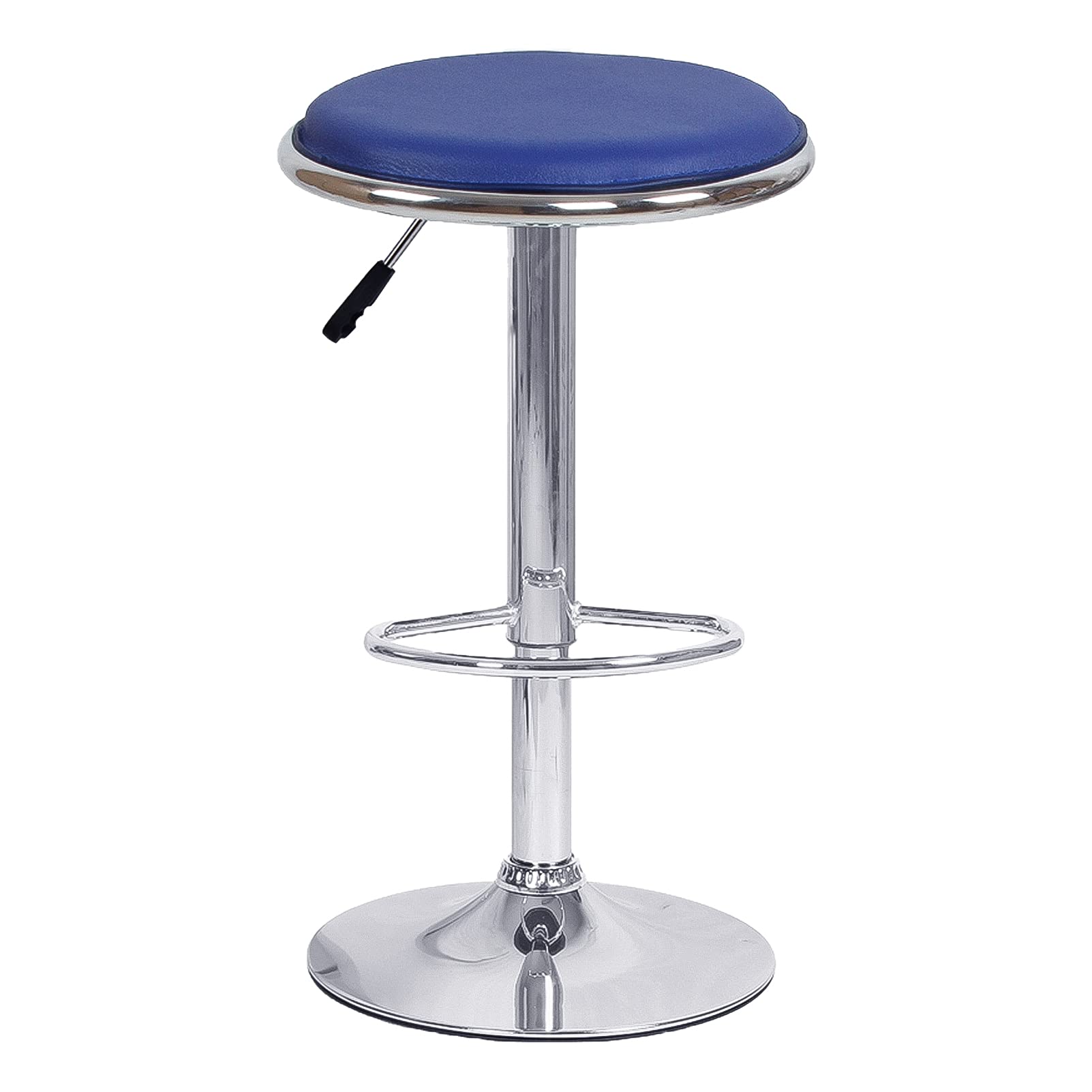 IUokLU Modern Round Swivel Bar Stool with Adjustable Height for Bar Counters Certified Air Rod Rotatable Seat Surface Sleek Design for Comfortable Sitting(Blue-1 Size)